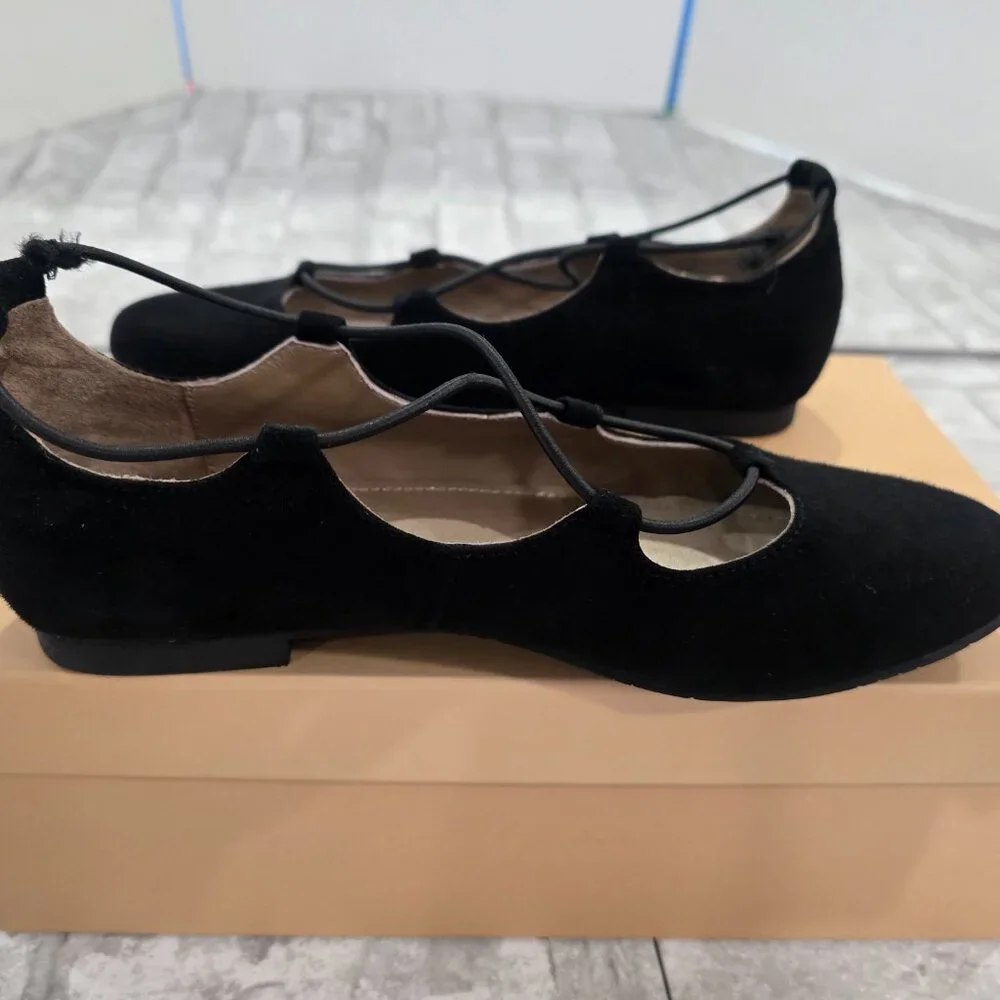 Lazio Collezione Women Size‎ 37 UK, US 6.5 Minerva Black Lace Up Flats